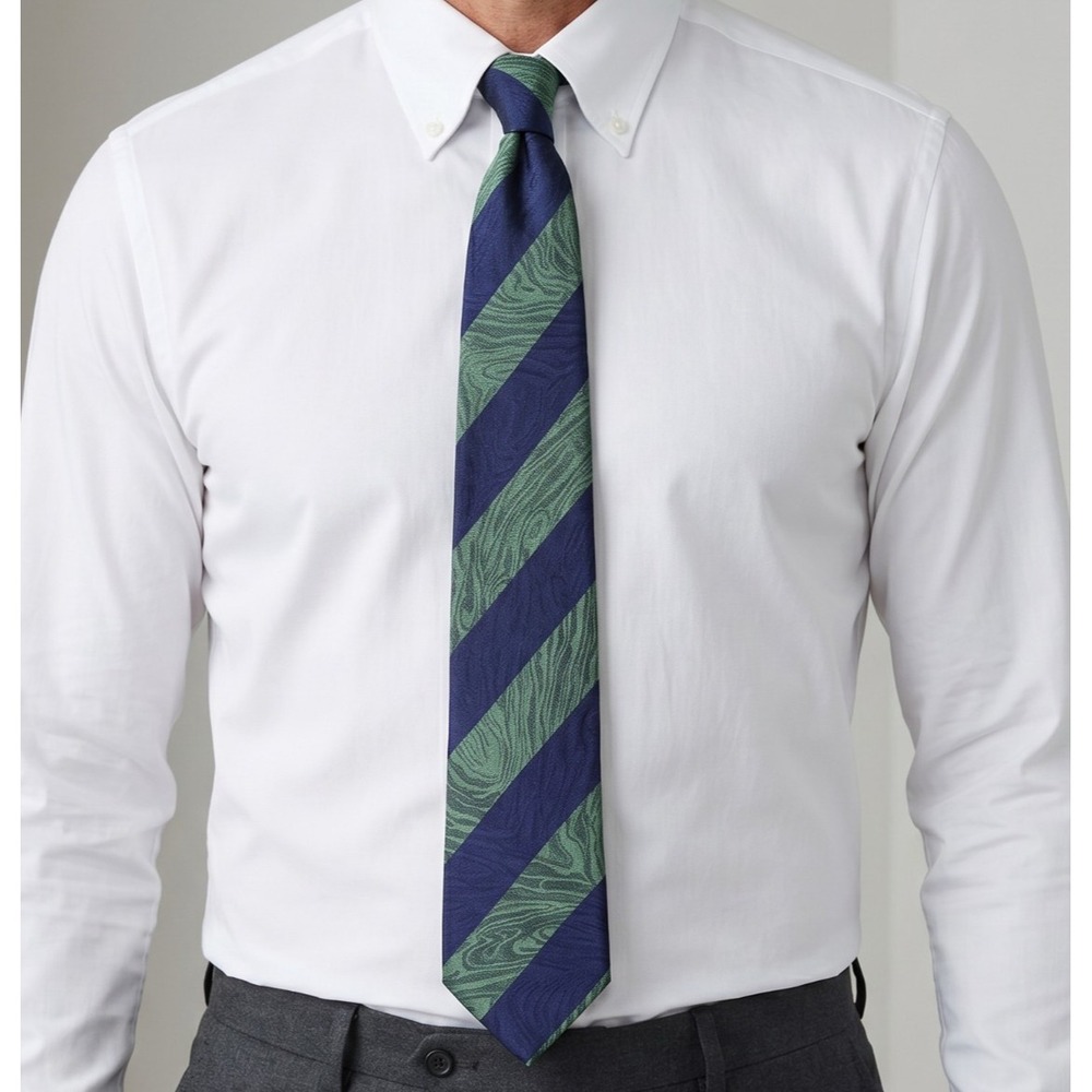 Vintage Trussardi Silk Tie Made in Italy Marbled Green Blue Rep Stripe Designer